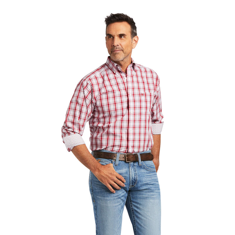 Ariat Hemden Herren - Wrinkle Free Chanse Fitted Rot/Weiß ( QIFMT-6304 )